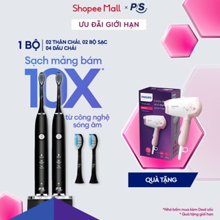 Combo 2 Bộ bàn Chải Điện P/S S100 PRO - Công Nghệ Sóng Âm, Chải Sạch Mảng Bám Tới 10X 
