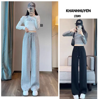  Quần Nỉ Ống Rộng Dây Rút Nam Nữ  Unisex Form Suông Basic Dễ Phối Đồ KH 208 