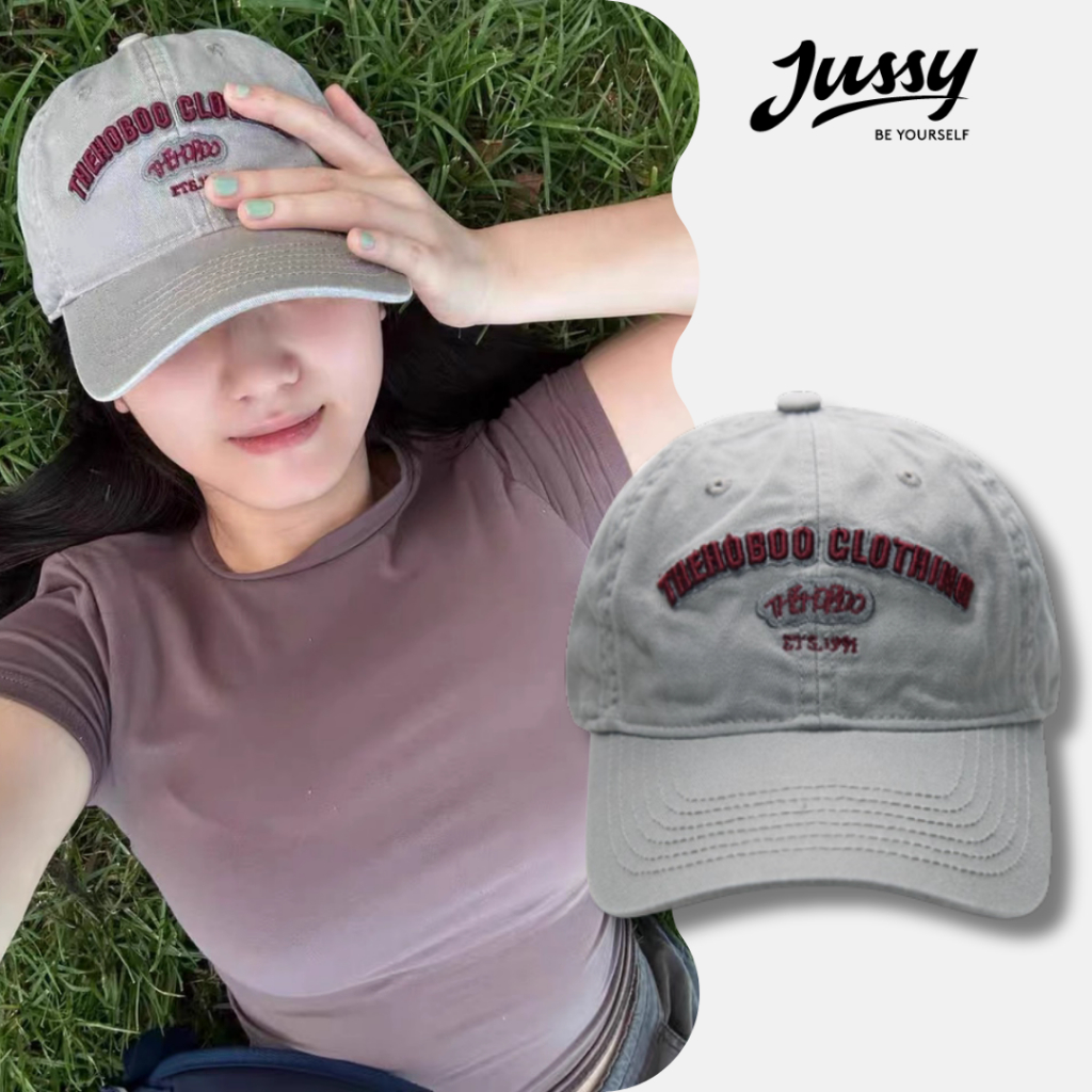 Mũ Lưỡi Trai Hàn Quốc Thêu Chữ The Hoboo Jussy Official Nón Cotton Cao Cấp Form Sâu Size To 60-62cm