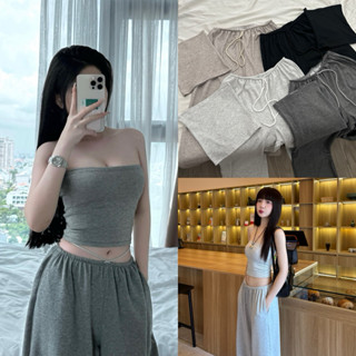 (TẶNG ÁO ỐNG) RUBIE PANTS - Quần Rút Dây DEROSE Dài Xuông Rộng Dây Rút Eo Và Áo Ống Đơn Giản Thoải Mái Vải Cotton Mềm