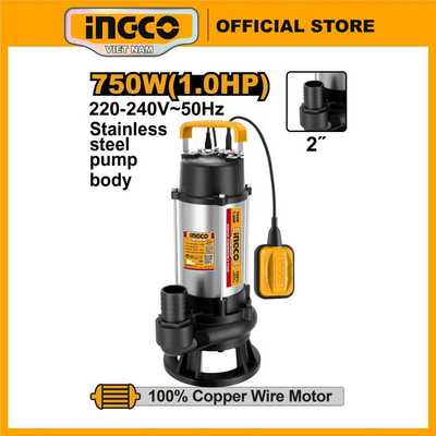 Máy bơm chìm nước thải vỏ inox SPDS75068 750W(1.0HP)/ SPDS110068 1100W(1.5HP)/ SPDB150068 1500W(2.0HP) INGCO chính hãng