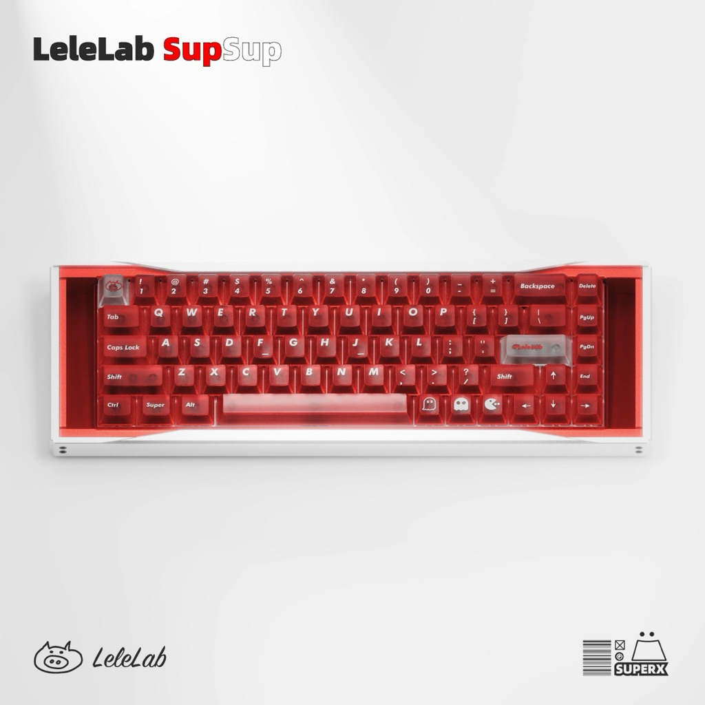 Lelelab Crystal SUPSUP Transparent RED ABS Keycap Set