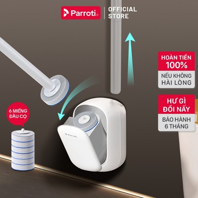 Bộ Cọ Bồn Cầu, Cọ Toillet Thông Minh Dán, Treo Tường Tự Động Đóng Mở Đầu Cọ Dùng 1 Lần Có Chất Tẩy Rửa Parroti - PC01