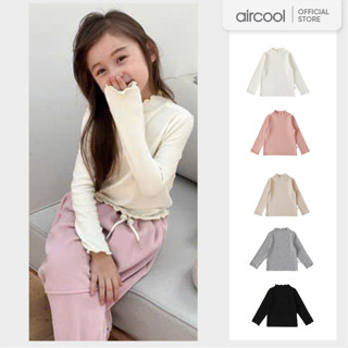  Áo giữ nhiệt bé gái cổ 3 phân  Áo tay dài thun gân cổ viền bèo xinh yêu cho Bé-ANBG30 