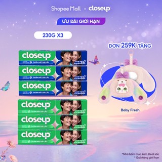 Combo 3 Kem Đánh Răng Closeup Gel Sạch Khuẩn Cho Hơi Thở Thơm Mát Bất Tận 230G/Tuýp