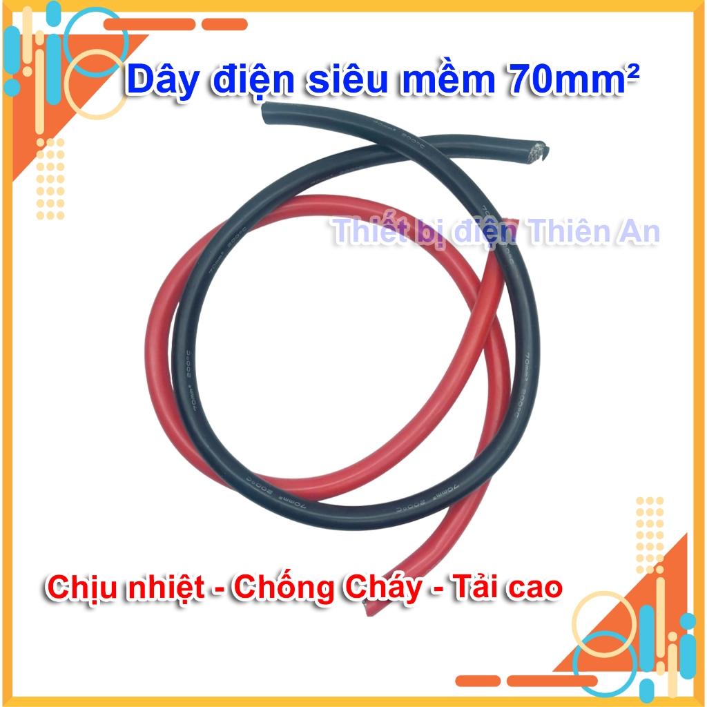 Dây điện 70mm2 AWG 1 mét Siêu Mềm Dây Nối Pin Lithium Bình Acquy Điện Mặt Trời Chịu Nhiệt, Chống Chá
