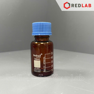 Chai trung tính nâu BIOHALL 25 50 100 250 500 1000ml - nắp vặn PP xanh GL25 GL32 GL45, thuỷ tinh boro 3.3 vạch trắng