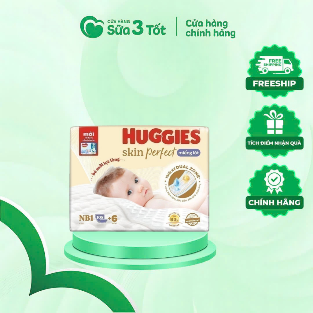 Miếng lót sơ sinh Huggies NB1 64 miếng - (Dưới 5kg)