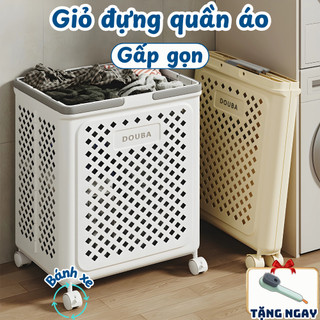  Giỏ Đựng Quần Áo Gấp Gọn Có Bánh Xe MAISON Giỏ Nhựa Đựng Đồ Giặt Nhà Tắm Chất Liệu ABS Cao Cấp 