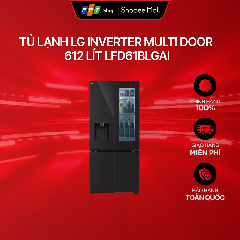 [Tặng lò vi sóng MS2032GIK.BSEPLVN] Tủ lạnh LG Inverter Multi Door 617 lít LFB61BLGAI
