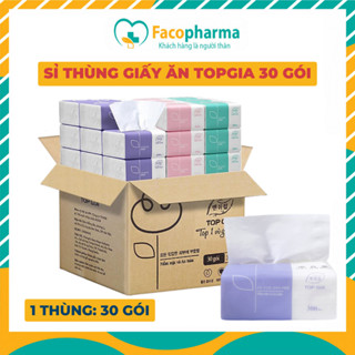  Thùng giấy ăn 30 gói khăn giấy rút TOPGIA 4 lớp siêu dai thấm hút tốt thùng 300 tờ gói 
