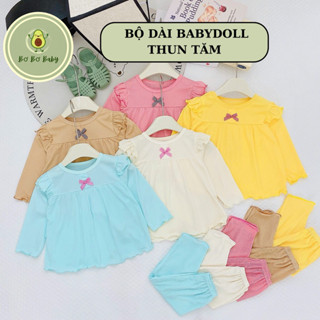 Bộ quần áo dài tay BABYDOLL CÁNH TIÊN, chất thun tăm mỏng mát cho bé gái
