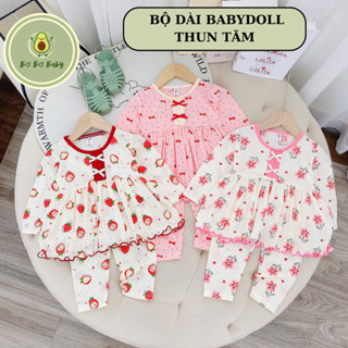 Bộ quần áo BABYDOLL, bèo thun tăm mỏng mát cho bé gái xinh xắn từ 6-16kg