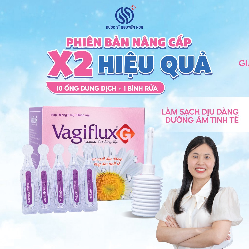 Bộ kit vệ sinh rửa trong Vagiflux G phiên bản cải tiến nâng cấp làm sạch dịu dàng, dưỡng ẩm tinh tế