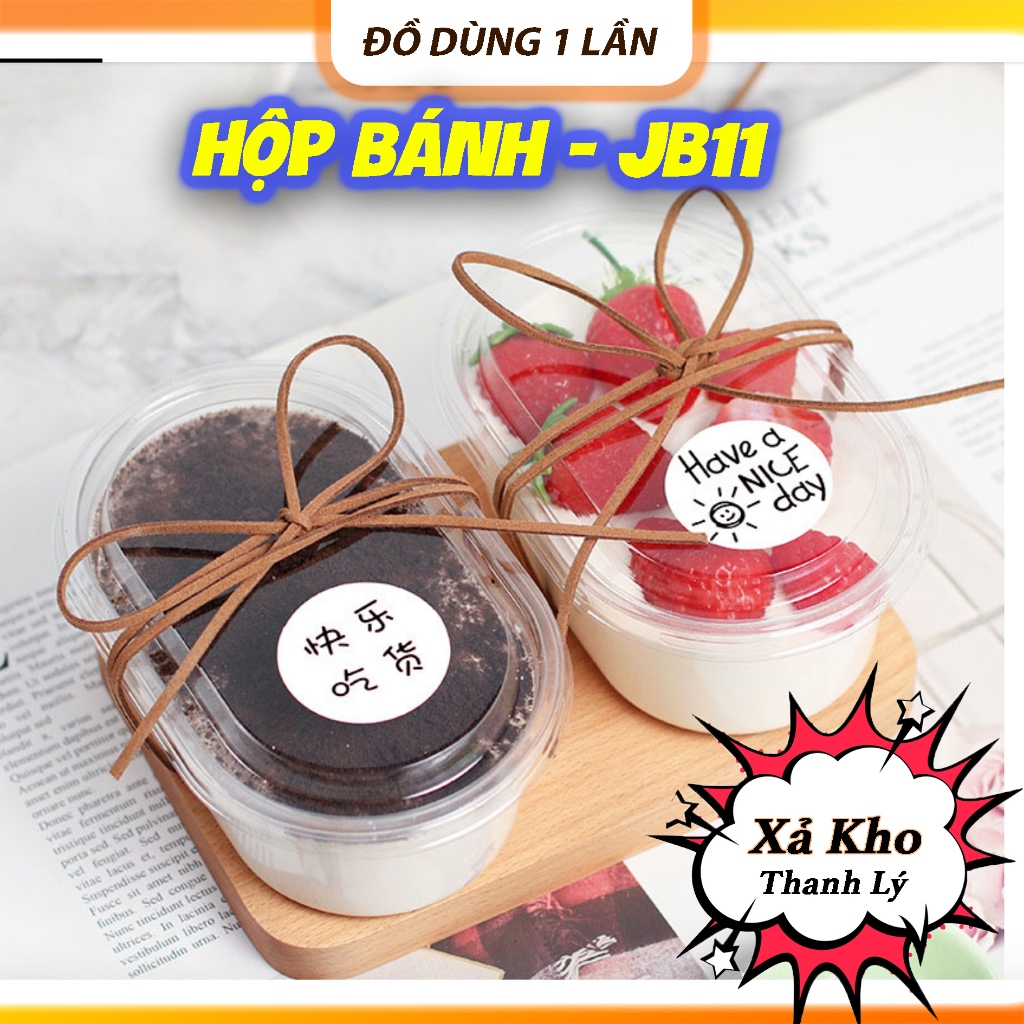 Combo 50 -100, Hộp Nhựa JB-11, Hộp Oval Đựng Bánh Lạnh, Hộp Bánh Mousse, Hộp Tiramisu.