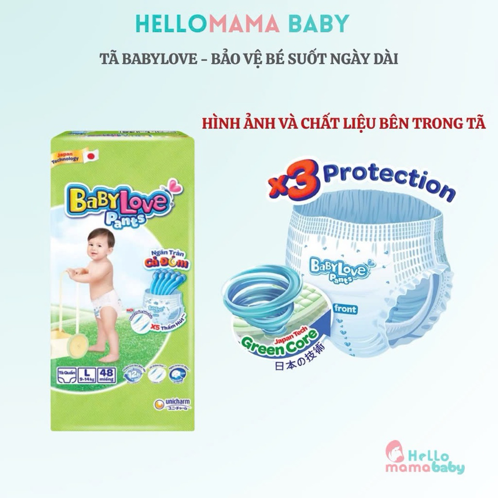 Tã Bỉm Baby Love Cho Bé Chính Hãng Unicharm – Size M L XL XXL 3XL 4XL 5XL – Siêu Mỏng, Thấm Hút Tốt, Thoáng Khí