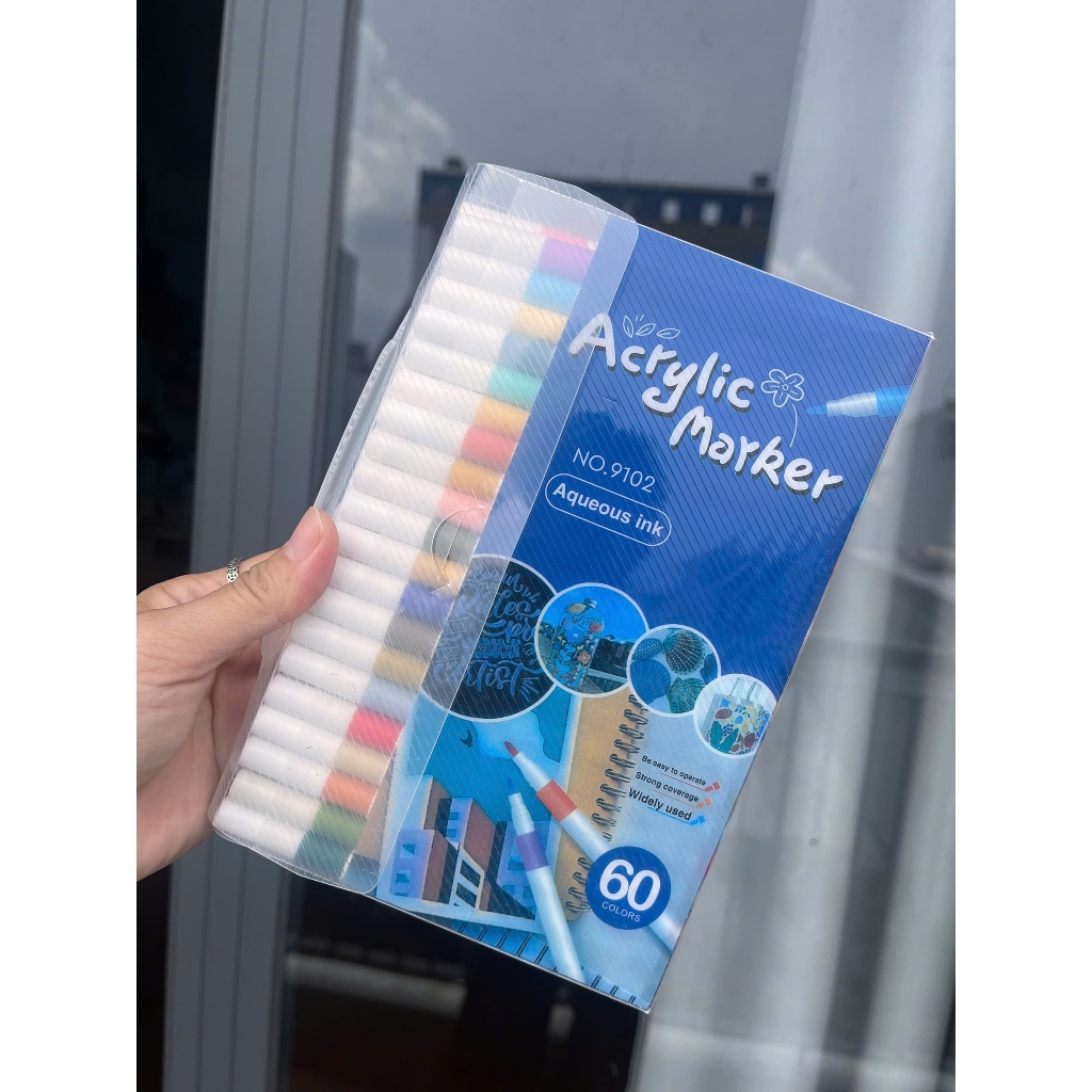 Hộp bút màu Acrylic Marker 60 màu tươi sáng giá rẻ