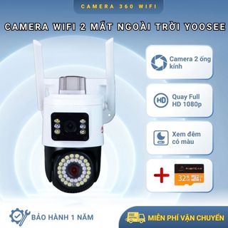  Camera Wifi ngoài trời Yoosee 2 MẮT Xoay 360 độ Xem đêm có màu Đàm thoại 2 chiều Chống mưa nắng Bảo hành 12 tháng 