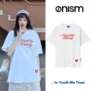Áo thun nam nữ unisex Onism Naughty Honey màu trắng - Basic tee in  kim tuyến cotton
