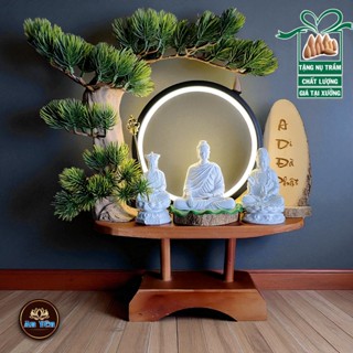 Tiểu Cảnh Bonsai, thác khói trầm hương, tượng Phật, tượng Bồ Tát, thờ cúng, trang trí