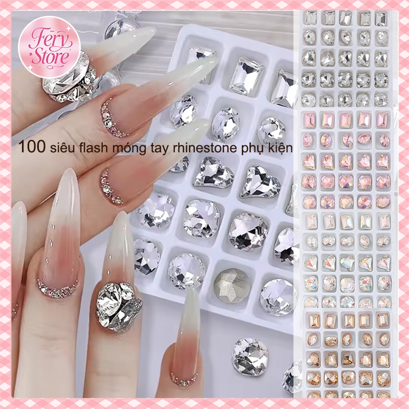 100 pcs mixed crystals nail art rhinestone pasted DIY 3D nail art decoration