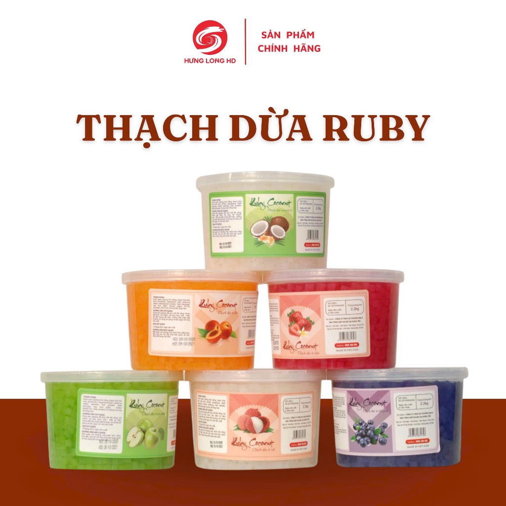 Thạch Dừa Cao Cấp Hương Vị Trái Cây - RUBY - Khối Lượng 2.2KG