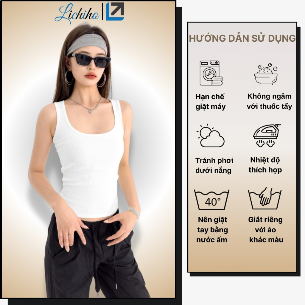 Áo Thun 3 Lỗ Nữ Cổ Vuông Ôm Body Dáng Dài Có Mút Ngực Áo Hai Dây Bảng To Chất Cotton Lichiho | BigBuy360 - bigbuy360.vn