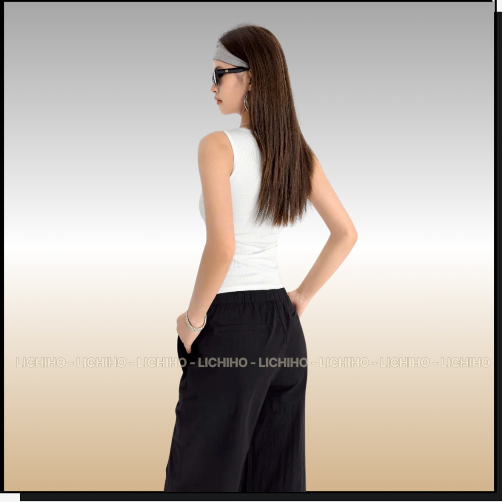 Áo Thun 3 Lỗ Nữ Cổ Vuông Ôm Body Dáng Dài Có Mút Ngực Áo Hai Dây Bảng To Chất Cotton Lichiho | BigBuy360 - bigbuy360.vn