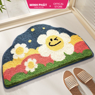  Thảm lau chân lông cừu mềm mại êm ái thấm hút nước tốt trang trí nhà xinh 40x60cm - MInh Phát P07 