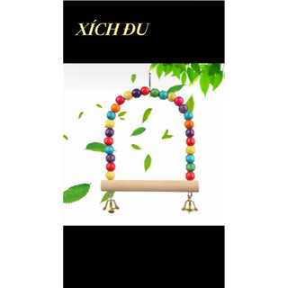  Xích Đu Gỗ Cho Vẹt Đồ Chơi Treo Lồng Kèm Hạt Gỗ Màu Sắc Cho Lovebird Cockatiel Yến Phụng 