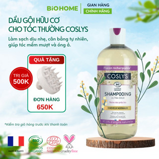 Dầu gội hữu cơ Coslys cho tóc thường 500ml - Làm sạch da đầu dịu nhẹ, chứng nhận Cosmos Organic