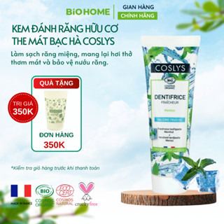 Kem đánh răng hữu cơ Coslys bạc hà the mát 100g - Không Fluorine, không titan dioxit, chứng nhận Cosmos Organic