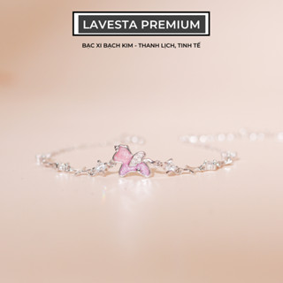  Lắc tay nữ bạc xi bạch kim LAVESTA LAV173 Pony thiết kế mặt ngựa hồng nhỏ mang biểu tượng bảo hộ và đồng hành 