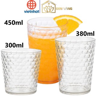  Set 5 Ly cốc tổ ong HOKORI nhựa VIỆT NHẬT - 300 380 450ml - Trong suốt cứng uống nước - 6383 5 6 