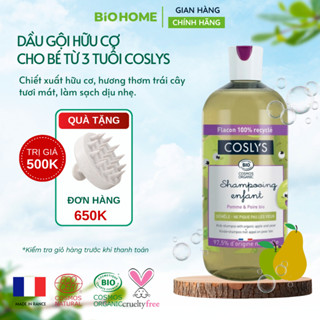 Dầu gội hữu cơ Coslys táo & lê cho bé từ 3 tuổi 500ml - Không cay mắt, mềm mượt tóc, chứng nhận Cosmos Organic