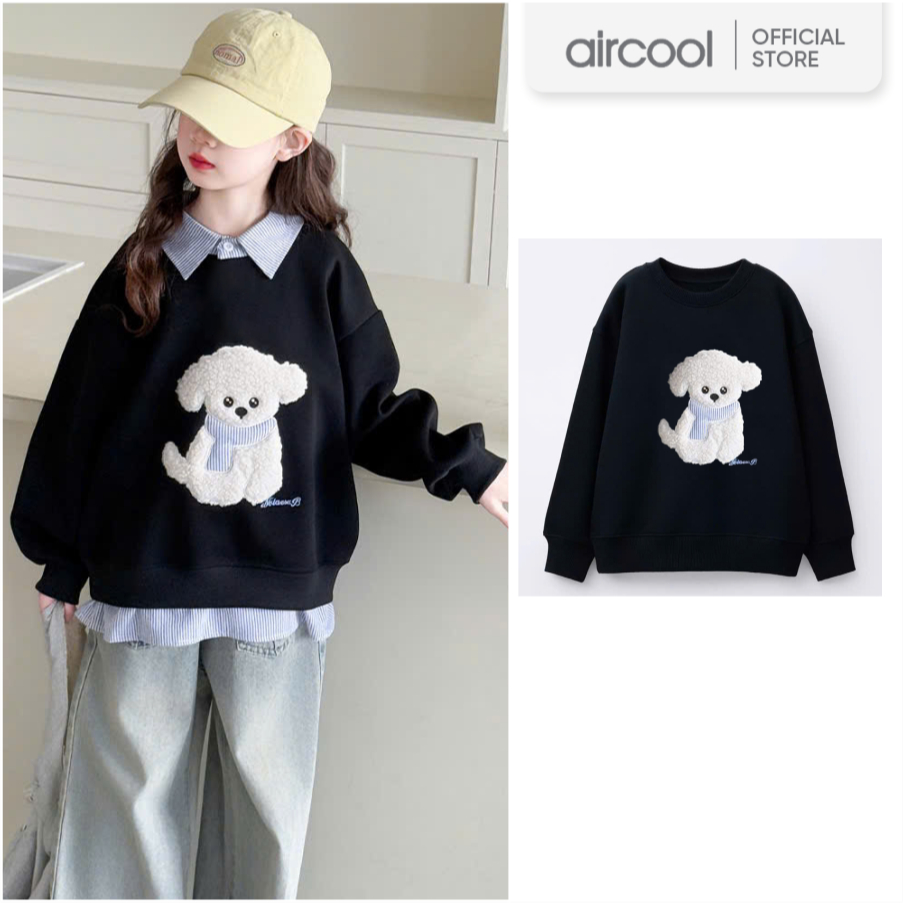 Áo nỉ bé gái Aircool , Áo hoodie nỉ bé gái mềm đẹp hình xinh yêu-AONIBG01