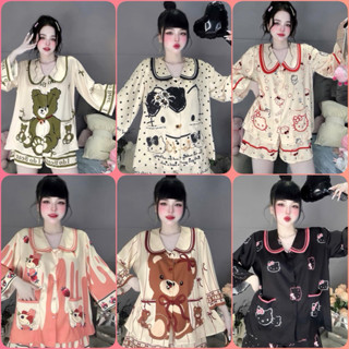 Đồ bộ tay lỡ quần đùi lụa latin thiết kế cute size dưới 65kg, bộ ngủ nữ mặc nhà thoải mái, pijama nữ , đồ ngủ,