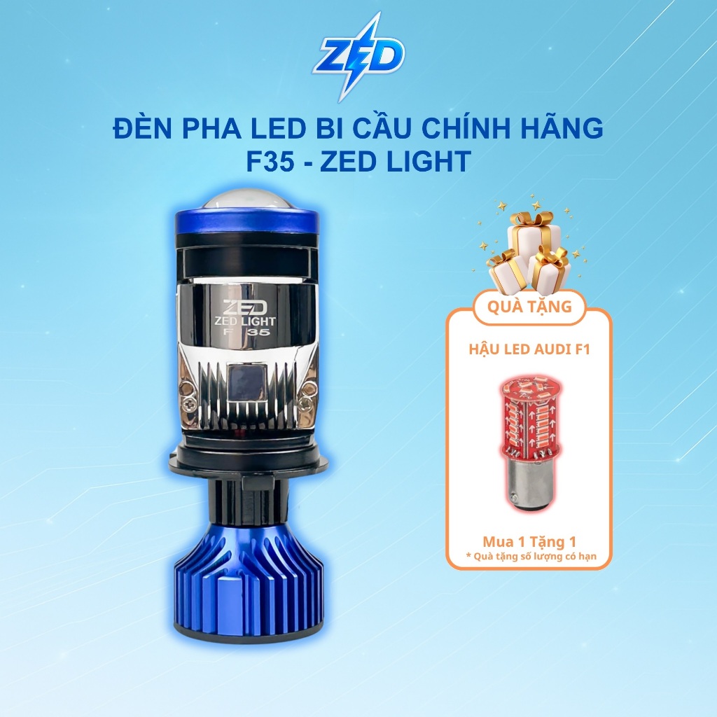 Đèn Pha Bi Cầu F35 ZED LIGHT - 60W 12 24V DC H4 Bản Cao Cấp - BH 24 Tháng Xe Máy, ÔTô