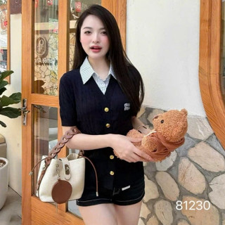 áo kiểu nữ sang chảnh,áo thiết kế nữ,chất len phối cổ miu 2 màu xịn sò hot trend sành điệu cute VD45