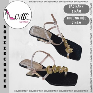  LOVIIECORNER - GIÀY CAO GÓT NỮ THỜI TRANG MŨI VUÔNG ĐÍNH HOA - SANDAL CAO GÓT XỎ NGÓN KHOÉT EO 5PHÂN - G250833 - S251103 