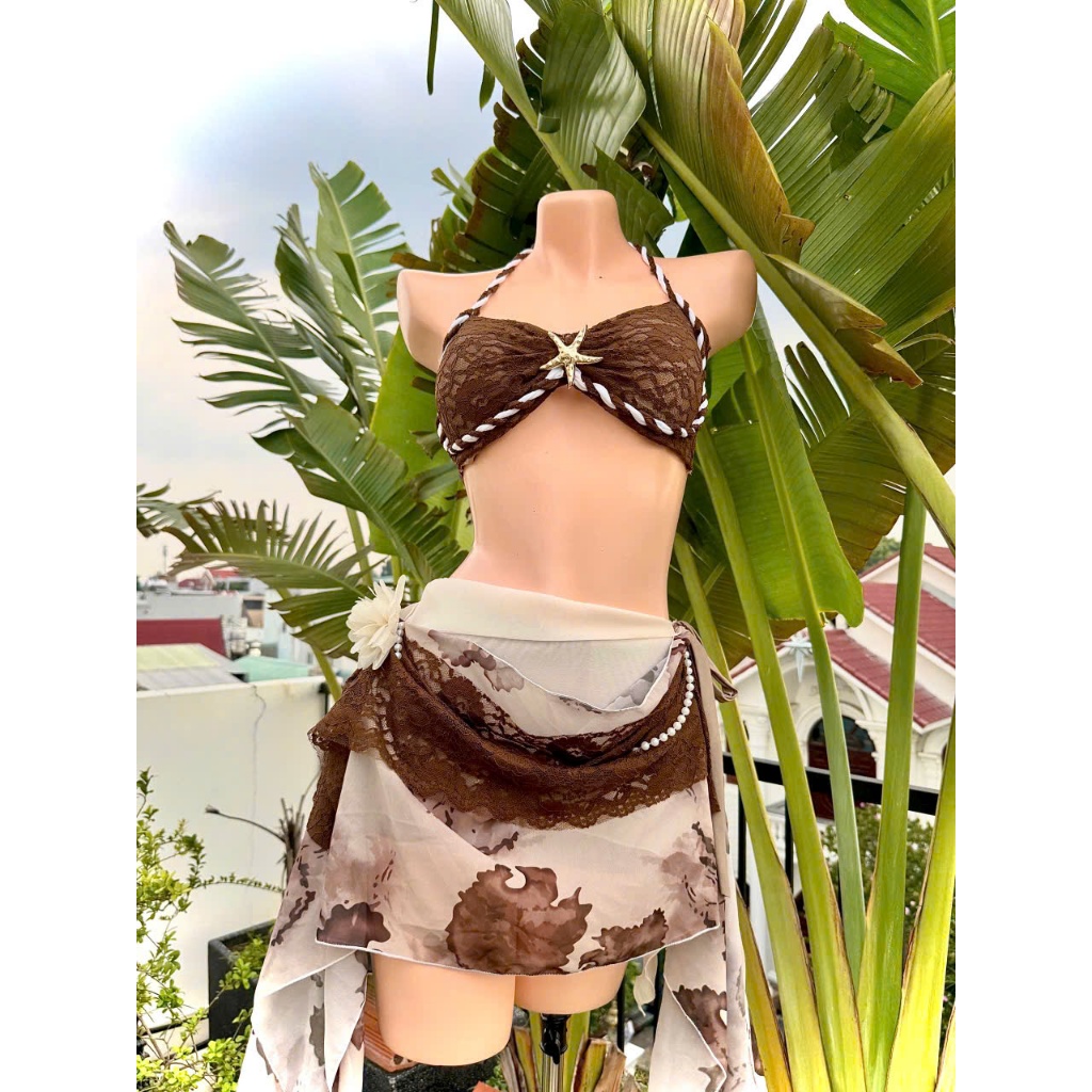 Đồ bơi bikini đi biển set 3 chi tiết đính sao biển Oderi LB50 | BigBuy360 - bigbuy360.vn