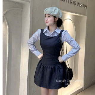 set đồ nữ sang chảnh,sét tiểu thư sang chảnh MẪU MỚI RA MẮT bộ đầm yếm bò sơmi hàng Cao Cấp ve49