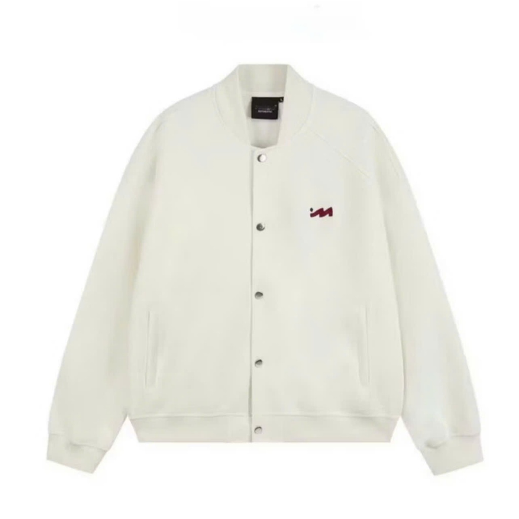 Áo khoác bomber cúc bấm chất liệu nỉ 2 da DOKITO, Áo khoác nỉ logo thêu chữ M dày dặn (from boxy) | BigBuy360 - bigbuy360.vn