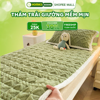 Thảm Trải Giường Ký Túc Xá HOMIES Bedding & Décor, Thảm Nỉ Nhung Trải Giường Đa Năng 3 lớp - Chất Liệu Bông Trắng