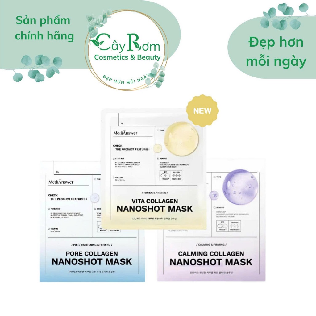 Mặt nạ thạch vàng Filler Collagen 83% Medianswer 25ml 1 hộp 5 miếng dưỡng da Cây Rơm Cosmetics