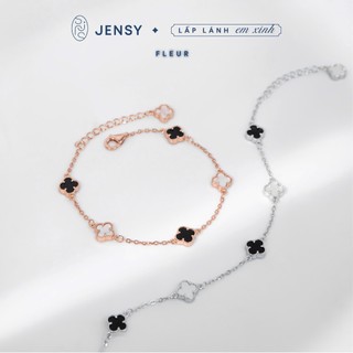  Lắc Tay Bạc Nữ S925 JENSY Hoa 4 Lá May Mắn "Fleur " LTBG0QYN0 Vòng Tay Bạc Nữ Hot Trend 