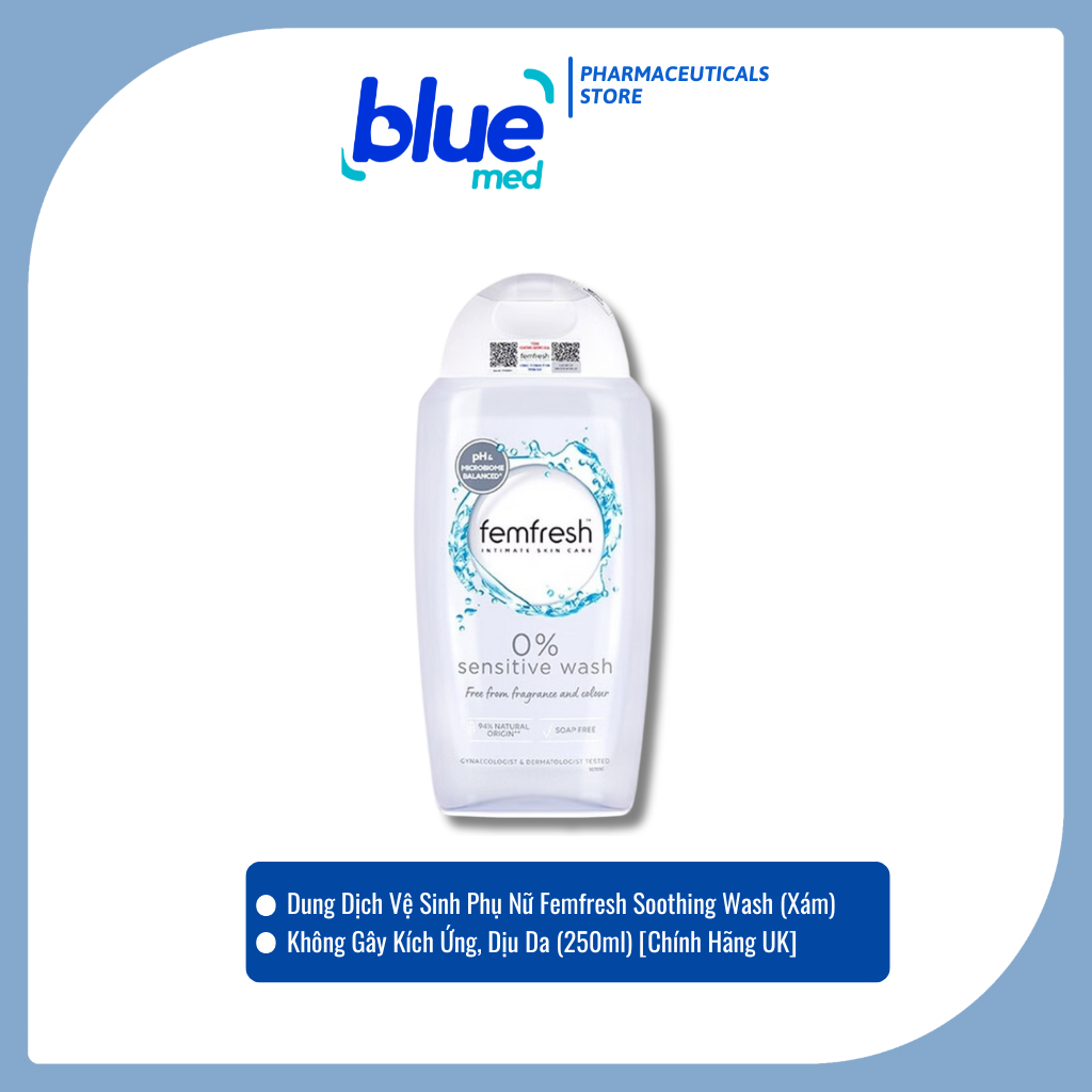 Dung Dịch Vệ Sinh Femfresh 0% Sensitive Intimate Wash (Femfresh Xám) - Không Gây Kích Ứng, Dịu Da