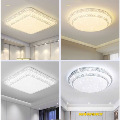 Đèn ốp treo trần MONSKY GUCLOCK loại 40cm,50 (cm) cao cấp làm từ mika tán quang LED chuẩn 3 màu sáng