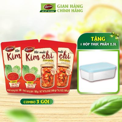 Xốt Muối Kim Chi Hàn Quốc Barona 180g, Combo 3 gói Tặng 1 hộp nhựa cao cấp