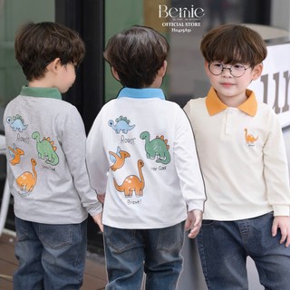 Áo polo dài tay bé trai Bernie in Khủng long Brave 2 mặt cute- Áo thun dài bé trai 9-24kg - H0425A51 